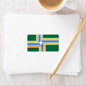 Eigen label met vlag van Portland, VS (Insitu)
