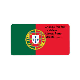 Eigen label met vlag van Portugal