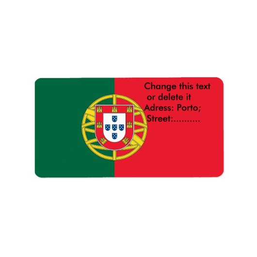 Eigen label met vlag van Portugal (Voorkant)