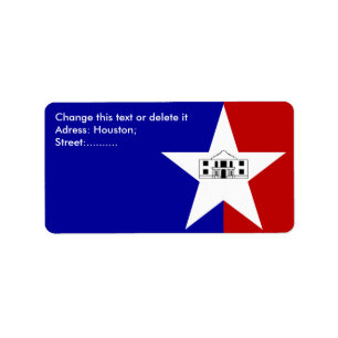 Eigen label met vlag van San Antonio, U.S.A.