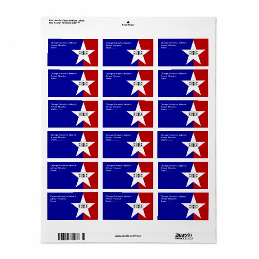Eigen label met vlag van San Antonio, U.S.A. (Full Sheet)