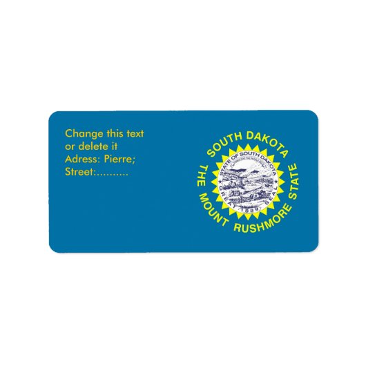 Eigen label met vlag van South Dakota, VS (Voorkant)