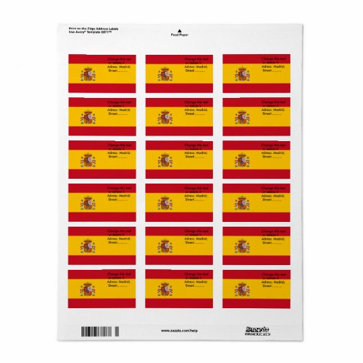 Eigen label met vlag van Spanje (Full Sheet)