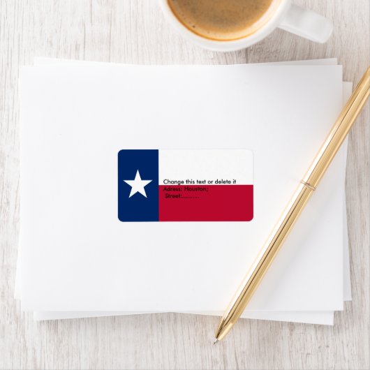 Eigen label met vlag van Texas, VS. (Insitu)