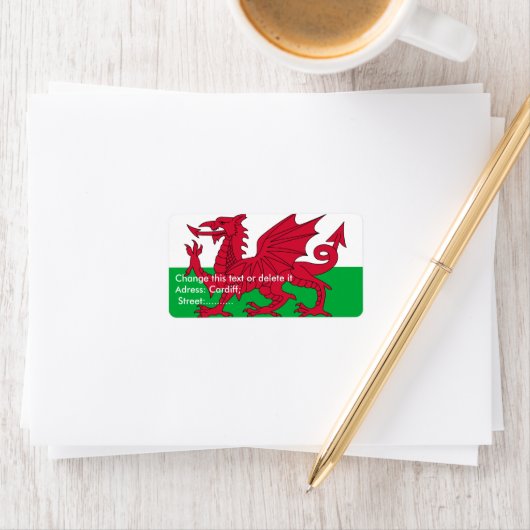 Eigen label met vlag van Wales (Insitu)