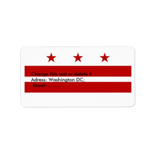 Eigen label met vlag van Washington DC, U.S.A.