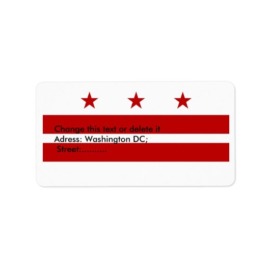Eigen label met vlag van Washington DC, U.S.A. (Voorkant)
