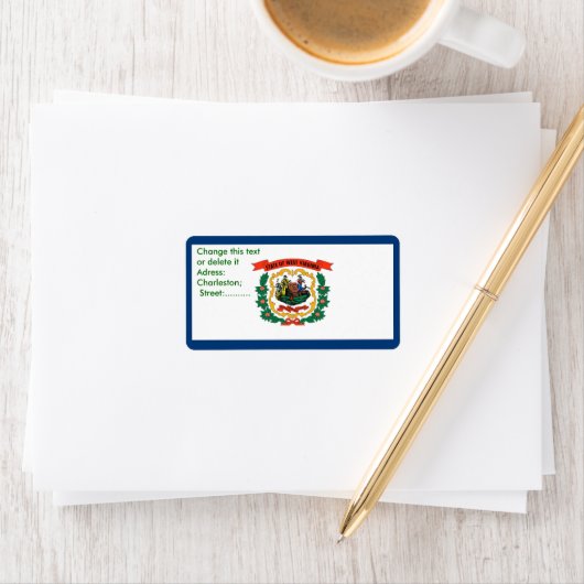 Eigen label met vlag van West Virginia, VS. (Insitu)