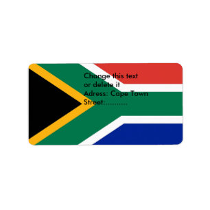 Eigen label met vlag van Zuid-Afrika