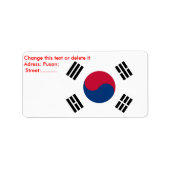 Eigen label met vlag van Zuid-Korea (Voorkant)