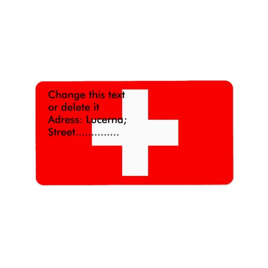 Eigen label met vlag van Zwitserland (Voorkant)