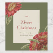  Eigen label voor de Rode Floral-feestdag Wijn Etiket (Enkel label)