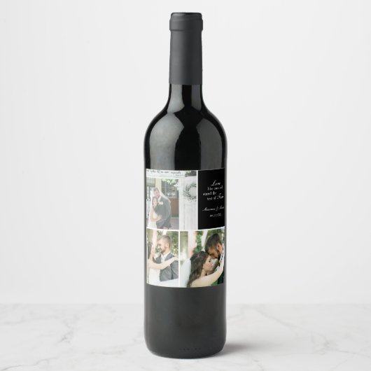 Eigen label voor drie foto's Collage Weddenschap Wijn Etiket (Voorkant)