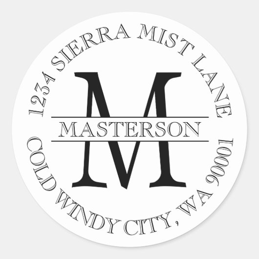 Eigen label voor monogram circulair retouradres (Voorkant)