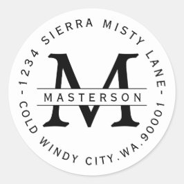 Eigen label voor monogram circulair retouradres