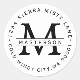 Eigen label voor monogram circulair retouradres