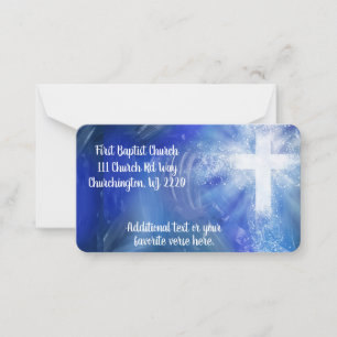 Eigen label voor teruggave van kerk notitiekaartje