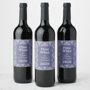 Eigen labels voor Damask Pattern Wijn Etiket