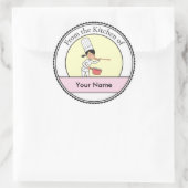 Eigen labelsticker met keukenkunst ronde sticker (Tas)