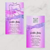 Eigen lichaamsbedekking Cosmetica Logo QR Code Roz Visitekaartje (Voorkant / Achterkant)