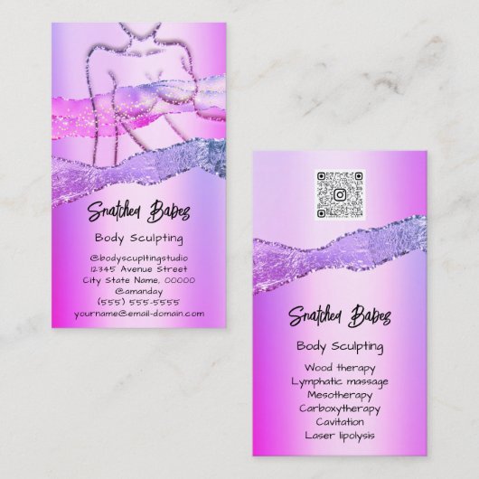 Eigen lichaamsbedekking Cosmetica Logo QR Glitter Visitekaartje (Voorkant / Achterkant)