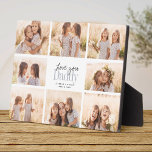 Eigen liefde voor vaders Dag Foto Collage Fotoplaat<br><div class="desc">Hou van je papa! Een prachtig modern familiefoto collage cadeau voor een geliefde vader combineert een prachtig handgeschreven script met moderne typografie en lay-out. Vul dit aangepaste plaatje met 8 favoriete familiefoto's van kinderen,  bruiloften en andere levensgebeurtenissen en breng nog jaren een glimlach op het gezicht van papa.</div>