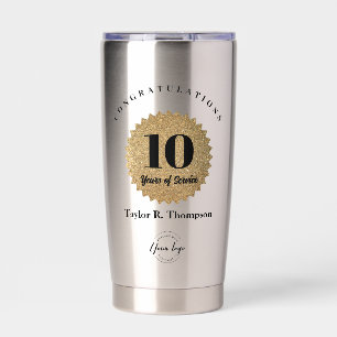 Eigen logo 10 Jaar Dienst Onderscheiding Gouden ze Geïsoleerde Drinkbeker
