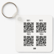 Eigen logo 4 x code witte sleutelhanger