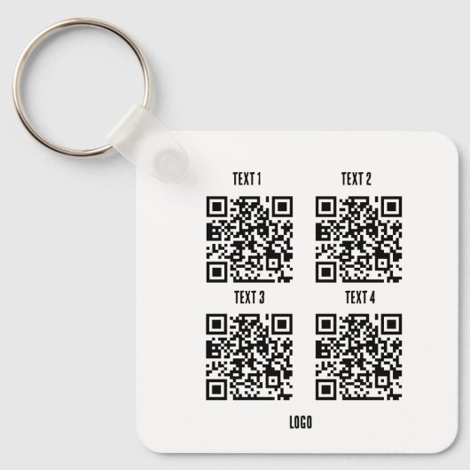 Eigen logo 4 x code witte sleutelhanger (Voorkant)