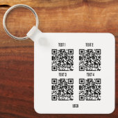 Eigen logo 4 x code witte sleutelhanger (Voorkant)