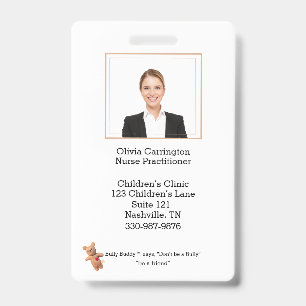 Eigen Logo Bully Buddy Employee Photo Bar Code Badge