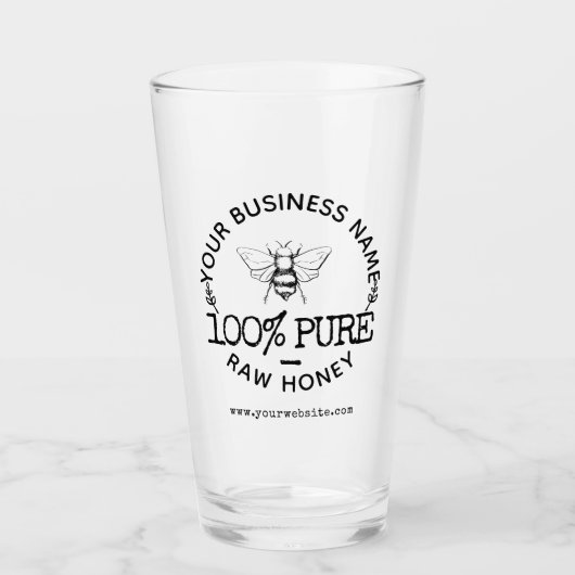 Eigen Logo Cute Bumblebee Honey Glas (Voorkant)