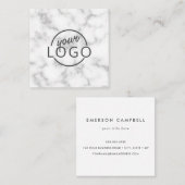 Eigen logo elegant marmer vierkant vierkante visitekaartje (Voorkant / Achterkant)