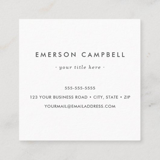 Eigen logo elegant marmer vierkant vierkante visitekaartje (Achterkant)