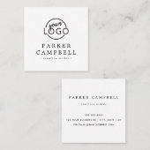 Eigen logo elegant minimalistisch wit vierkante visitekaartje (Voorkant / Achterkant)