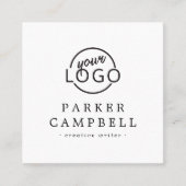 Eigen logo elegant minimalistisch wit vierkante visitekaartje (Voorkant)