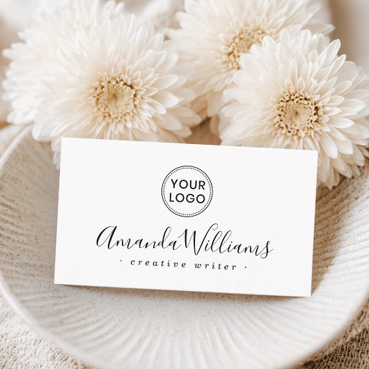 Eigen logo elegant script wit visitekaartje