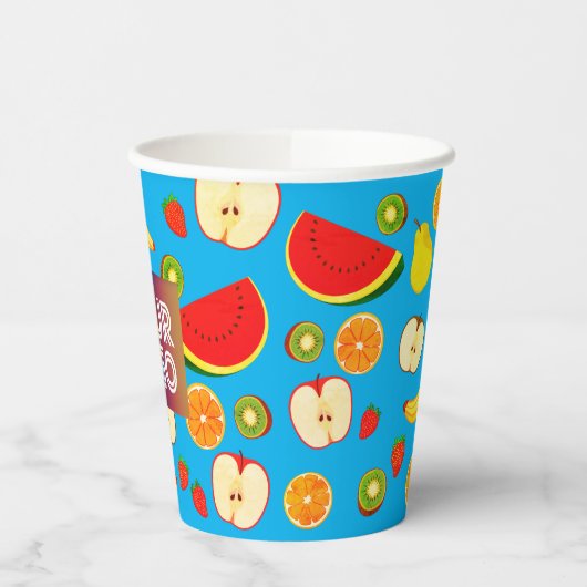 Eigen Logo en kleurrijk vruchtensap Papieren Bekers (Links)