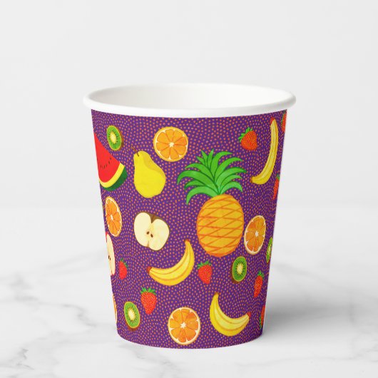 Eigen Logo en kleurrijk vruchtensap Papieren Bekers (Achterkant)