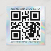 Eigen Logo- en QR-code DIY-holografisch Vierkante Visitekaartje (Voorkant)