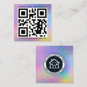 Eigen Logo en QR-code DIY Holographic Square Vierkante Visitekaartje