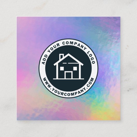 Eigen Logo en QR-code DIY Holographic Square Vierkante Visitekaartje (Achterkant)