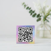 Eigen Logo en QR-code DIY Holographic Square Vierkante Visitekaartje (Staand voorkant)