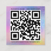 Eigen Logo en QR-code DIY Holographic Square Vierkante Visitekaartje (Voorkant)