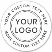 Eigen logo en rond tekst wit of kleur sticker (Voorkant)