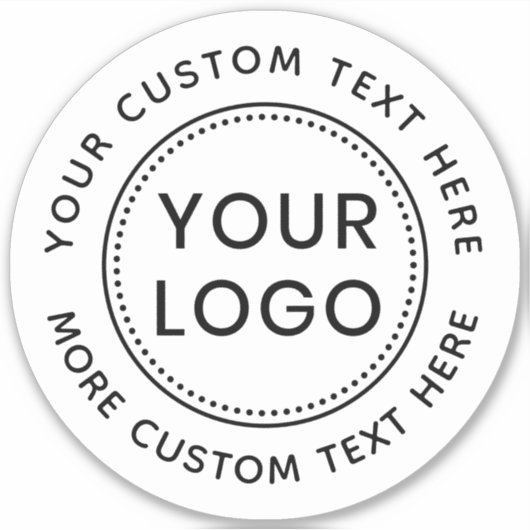 Eigen logo en rond tekst wit of kleur sticker (Voorkant)