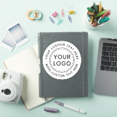 Eigen logo en rond tekst wit of kleur sticker (iPad Cover)