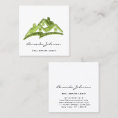 Eigen Logo Estate Agent Green White Vierkante Visitekaartje (Voorkant / Achterkant)