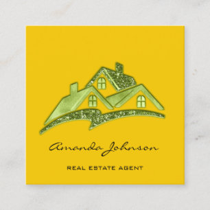 Eigen Logo Estate Agent Green Yellow Vierkante Visitekaartje
