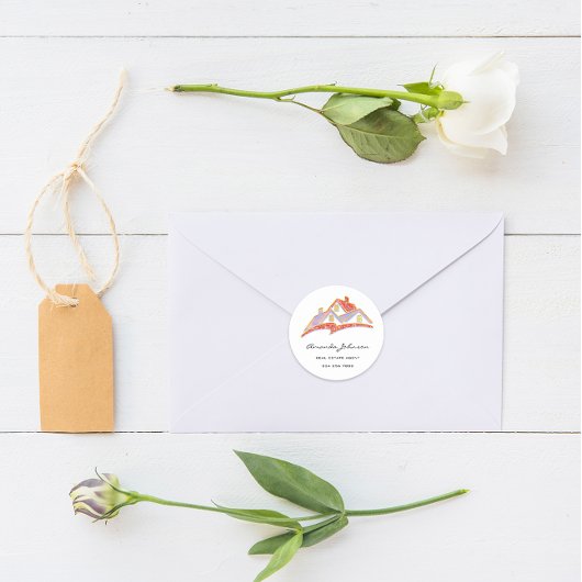 Eigen Logo Estate Agent Roze Sinaasappel Ronde Sticker